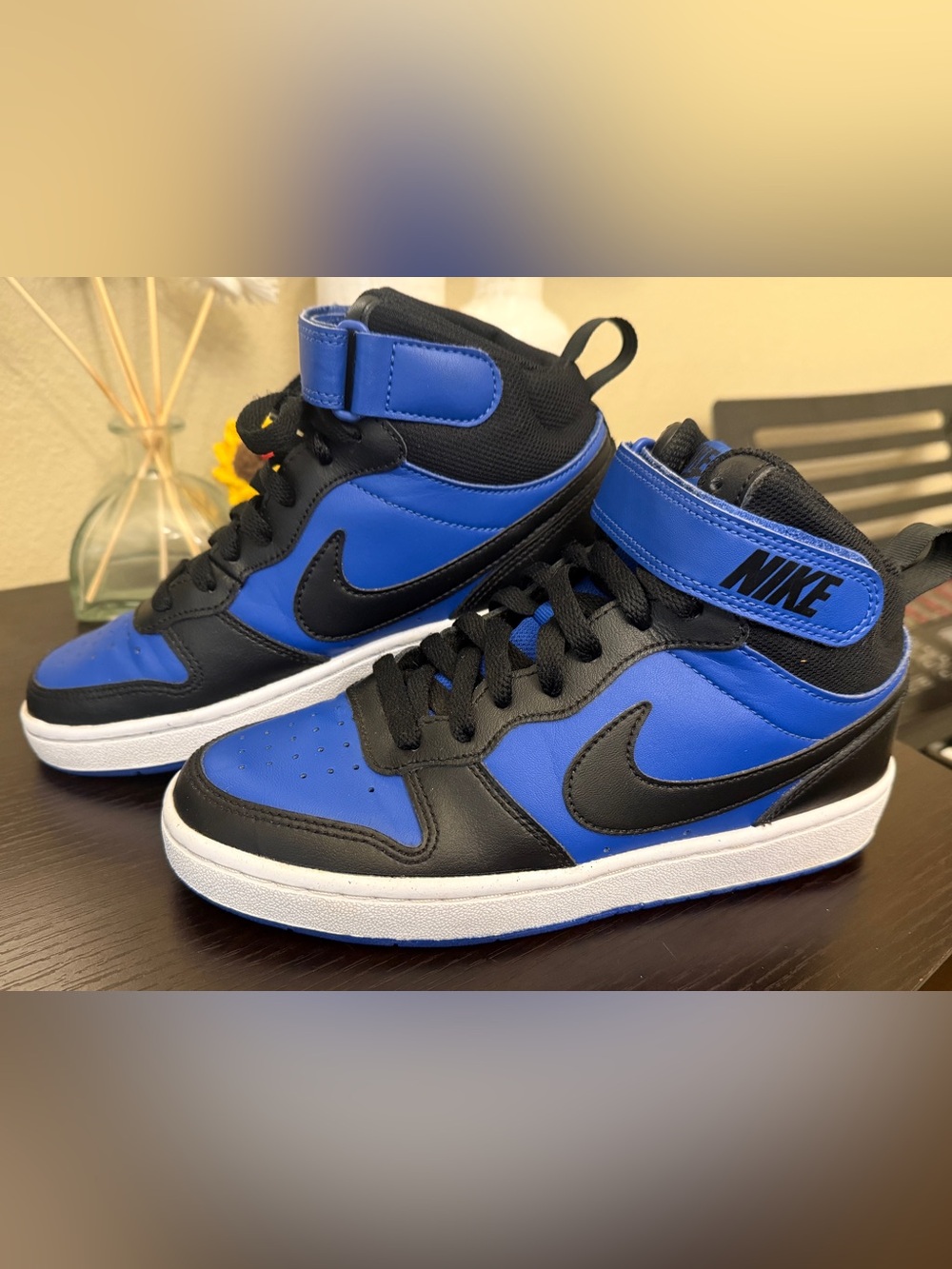 Nike Court Borough Mid 2 Royal Blue and Black Sneakers Size 5Y EUC